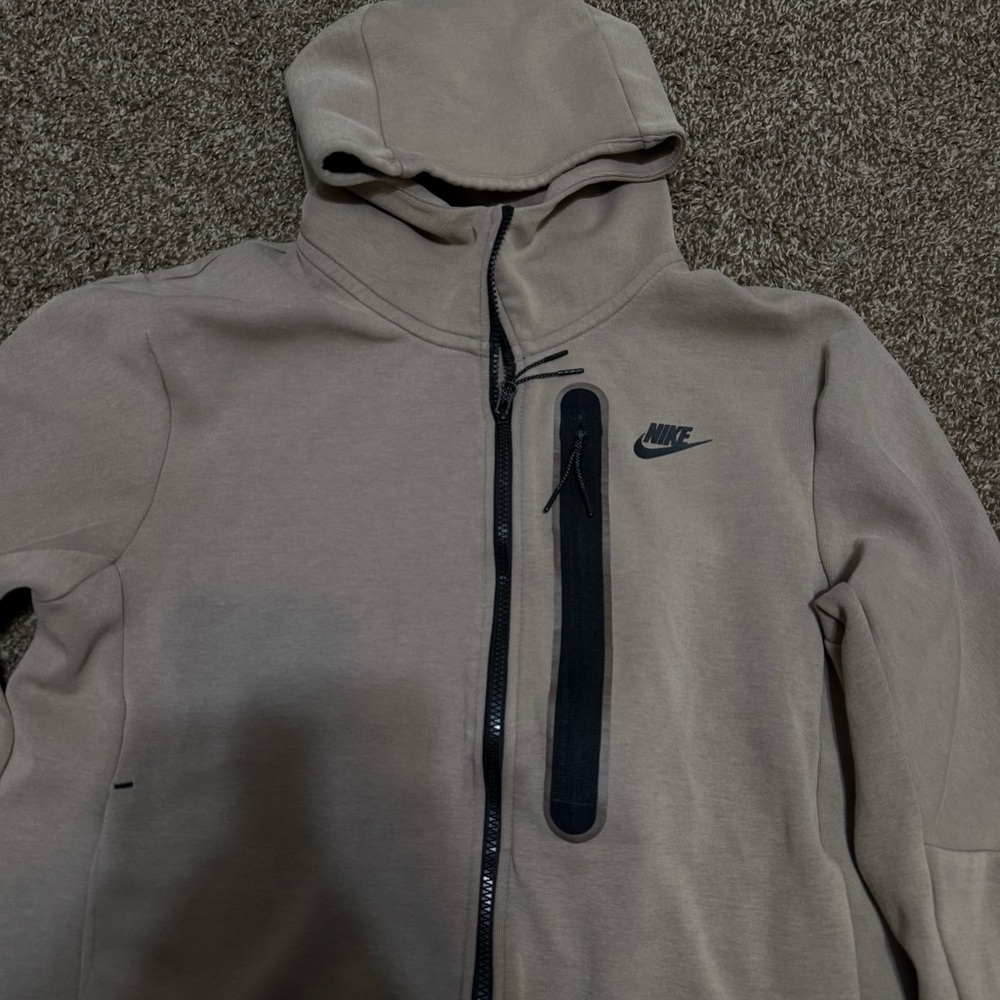 Nike Tech Fleece Full Zip Hoodie SZ MEDIUM Men Light Orewood